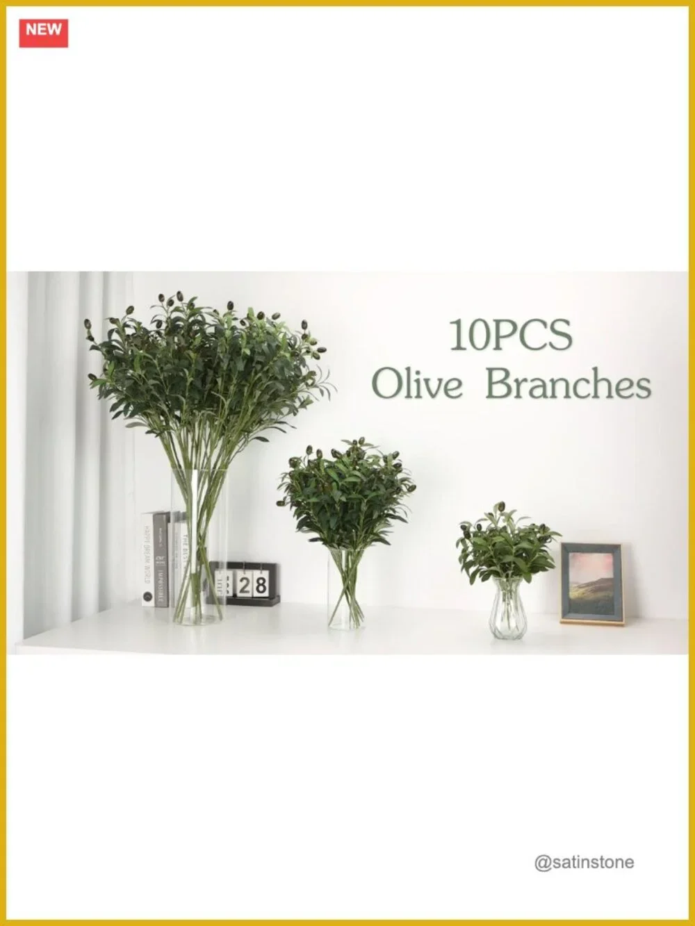 Artificial Olive Branch Stems Faux Greenery for Vases Home Decor